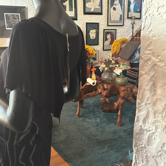 Black cotton t shirt dress with French graffiti - Picture 4 of 7